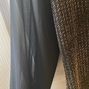 Vince Camuto gold glitter top with sheer sleeves.